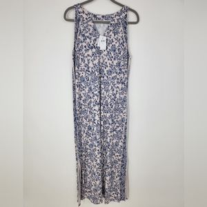 NWT. J.Jill women's floral maxi dress sleeveless pink blue size large